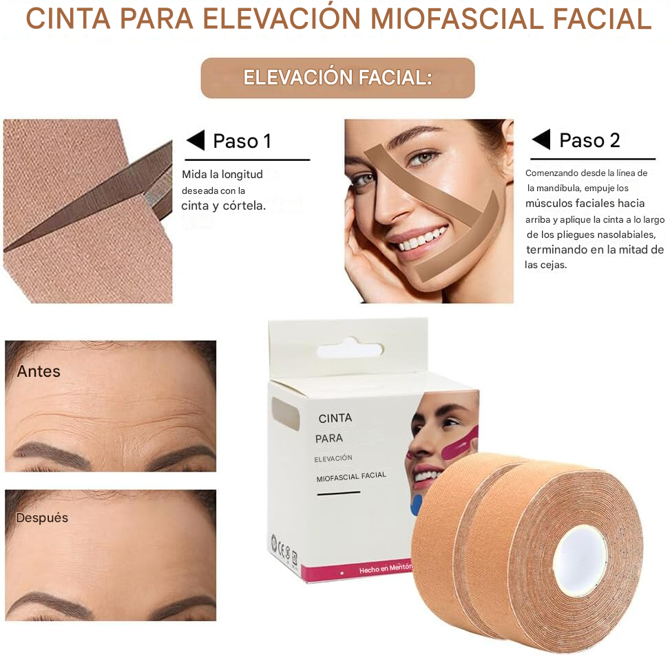 🌟 Cinta Facial Kinesiológica x2 Rollos (5 m x 2,5 cm)