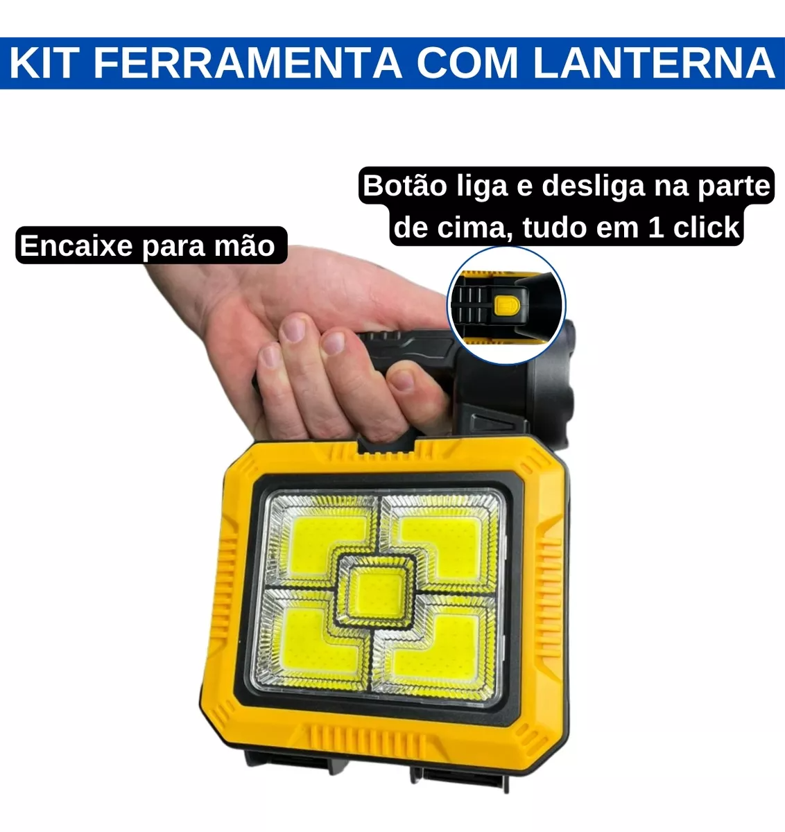 Linterna, Kit de herramientas, Panel Led y cargador