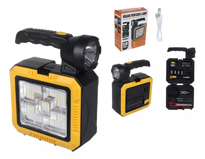 Linterna, Kit de herramientas, Panel Led y cargador