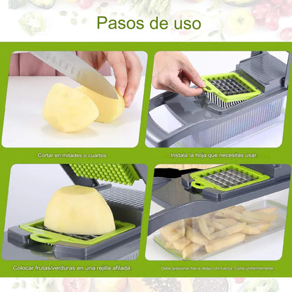 Cortador y rallador de verduras multifuncion 16 en 1