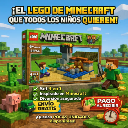 Set de Bloques Minecraft Estilo LEGO - 124 Piezas - Juguete de Construcción