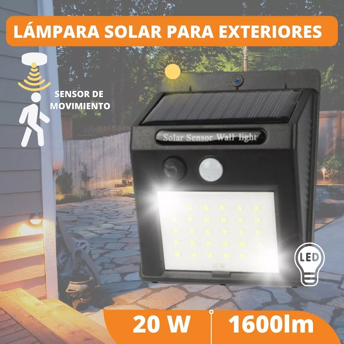 REFLECTOR SOLAR CON SENSOR DE MOVIMIENTO